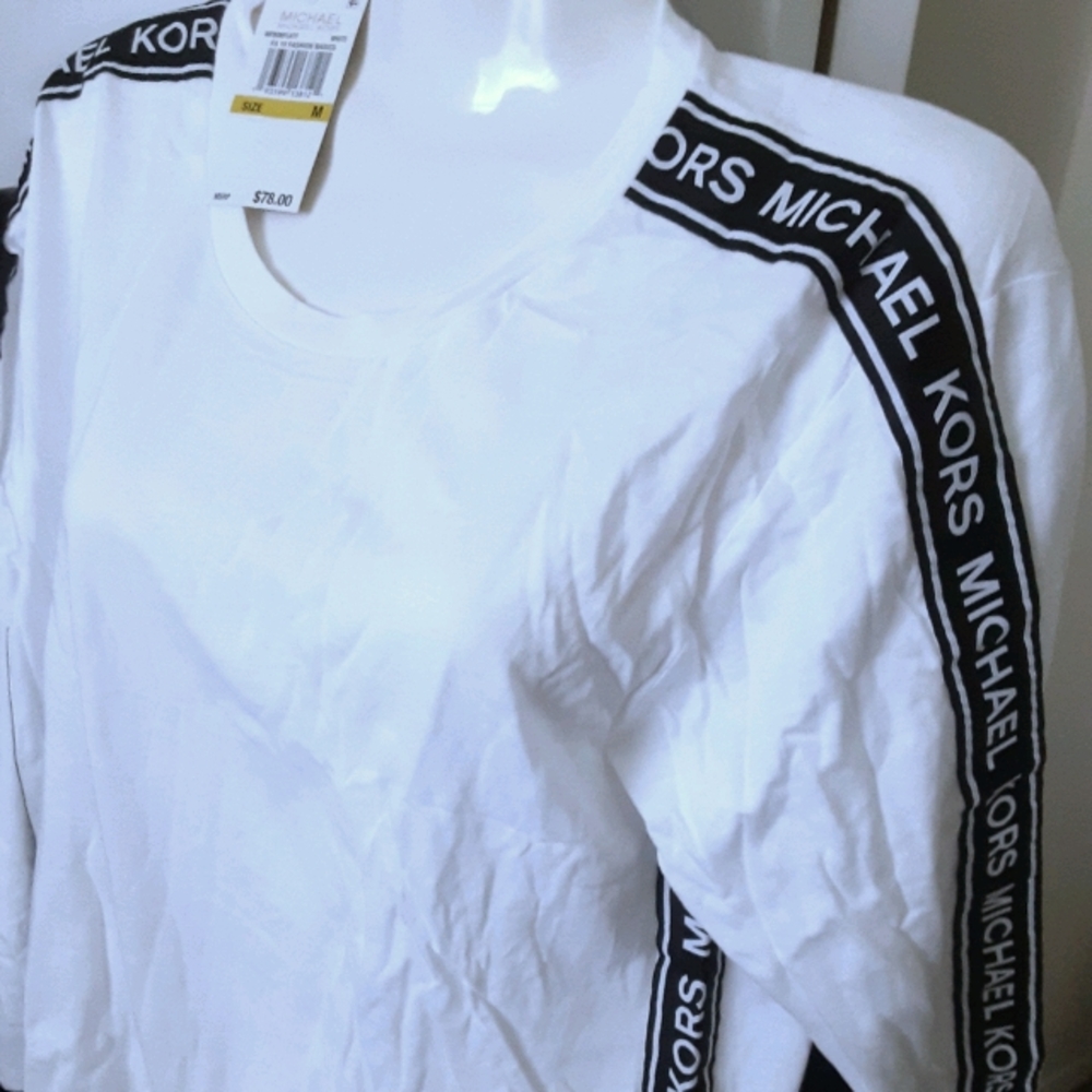 NWT Michael Kors Logo Print Long Sleeve Shirt